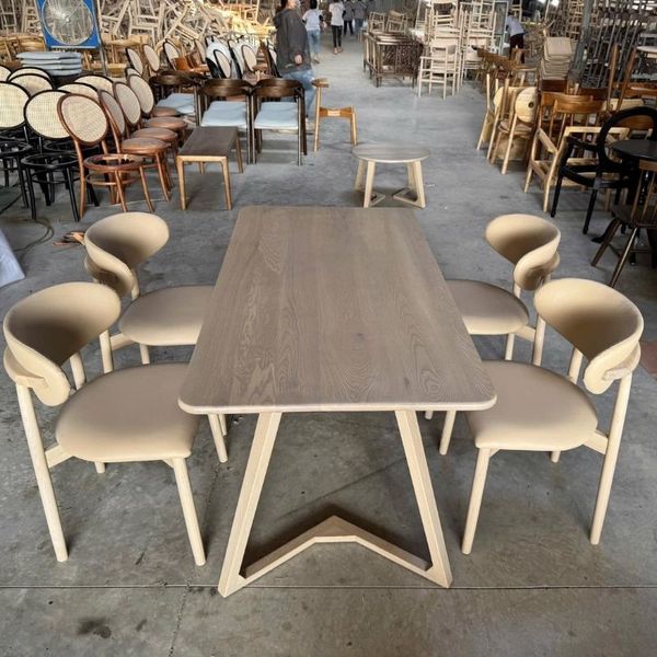  BỘ BÀN ĂN CHÂN V GỖ ASH 