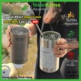 Ly Giữ Nhiệt Americano Inox 304 Cao Cấp Không Gỉ 600ml - Tặng ống Hút Siêu Tiện Lợi Hàng Nhập Khẩu