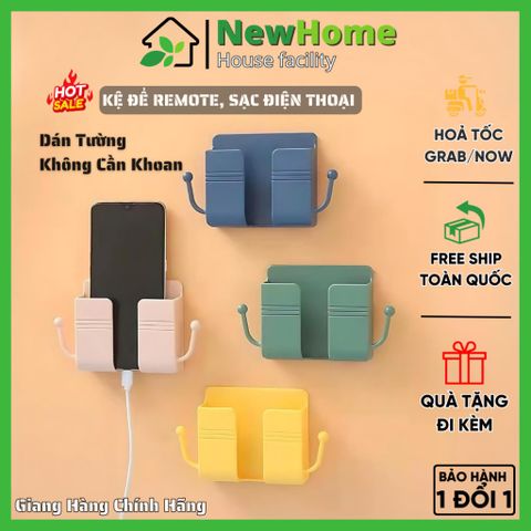 Kệ Để Remote, Sạc Điện Thoại Dán Tường Không Cần Khoan Tiện Lợi Nhựa ABS Cao Cấp