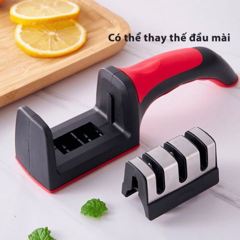 Dụng Cụ Mài Dao, Kéo 3 Cấp Độ Thép Không Gỉ Có Tay Cầm Tiện Lợi Siêu Bền An Toàn Khi Sử Dụng.