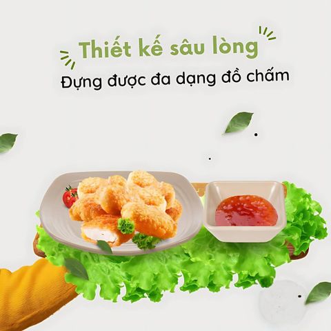 Đĩa Chấm Vuông 1 Ngăn Nhựa Việt Nhật 1219 Đựng Nước Chấm, Nước Sốt, Bát Gia Vị.