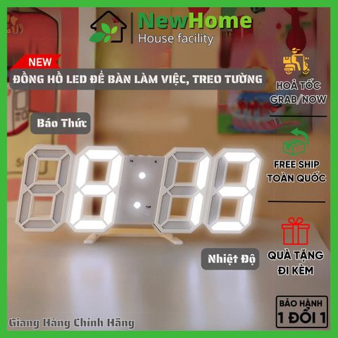 Đồng Hồ LED Để Bàn Làm Việc, Treo Tường TN828 Nhiều Chức Năng Báo Thức, Nhiệt độ, Cảm Biến âm Thanh