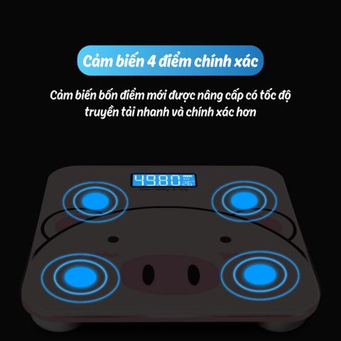 Cân Điện Tử, Cân Sức Khỏe Thông Minh Hình Lợn Hồng Cute Có Màn Hình Led Cao Cấp Tặng Kèm Thước Dây.