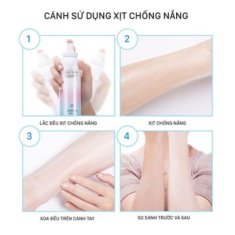 Xịt Chống Nắng Làm Trắng Toàn Thân Nâng Tông Màu Da Che Khuyết Điểm.