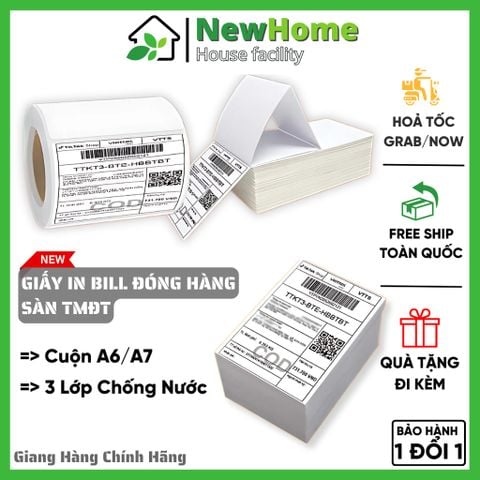 Giấy In Nhiệt 3 Lớp Chống Nước Chuyên Dụng - Cuộn A6, A7 Cho Máy In Đơn Đóng Hàng Sàn TMĐT.
