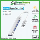 Bộ Chia Cổng Type-C ra 4 Cổng USB - A Hợp Kim Nhôm Tốc Độ Cao Cho Laptop và Điện Thoại