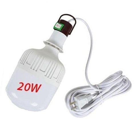 Bóng Đèn Led 20W Kèm Đuôi Đèn Có Công Tắc - Dây Dài 2.5M Siêu Tiết Kiệm Điện An Toàn Tiện Lợi.