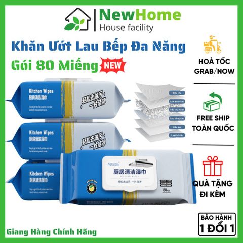Khăn Ướt Lau Bếp Đa Năng 1 Gói 80 Miếng Siêu Tiết Kiệm Hàng Chính Hãng Nội Địa Trung