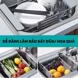 Kệ Rổ Inox Gác Bồn Rửa Chén Bát Đa Năng Chất Liệu Inox 304 Không Gỉ Có Thể Điều Chỉnh Kích Thước.