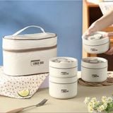 Set Hộp Cơm Giữ Nhiệt Văn Phòng Nhiều Tầng - Lòng Inox 304 Cao Cấp Kèm Túi Đựng Giữ Nhiệt.