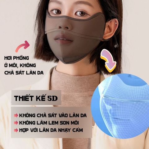 Khẩu Trang Vải Chống Nắng UPF 50+ Có Lót Nhung Giữ Ấm Hàng Chính Hãng Nội Địa Trung Cao Cấp.