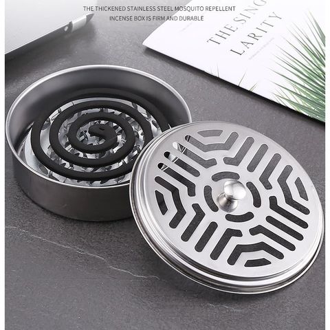 Khay Đựng Nhang Muỗi Kim Loại Có Nắp Đậy Tiện Lợi Chống Nóng - Chống Rơi Bụi Tàn.