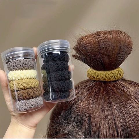 Hộp Set 6 Dây Thun Buộc Tóc Không Đường May Cao Cấp Màu Trơn Phong Cách Hàn.