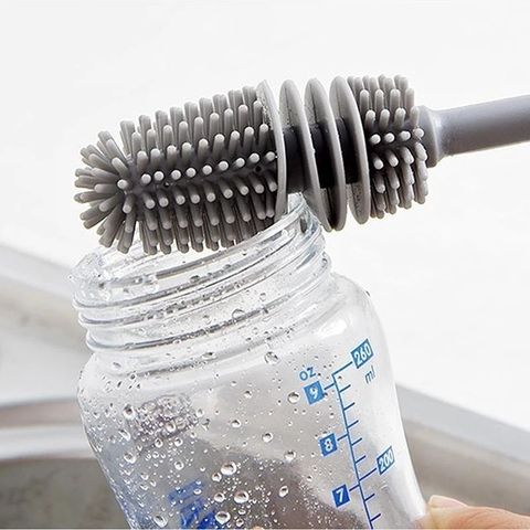 Cọ Rửa Ly Silicon Mềm Dẻo Cán Dài, Vệ Sinh Ly, Cốc, Bình Sữa Hiệu Quả - Không Gây Trầy Xước.