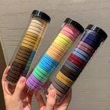Hộp 20 Chun Buộc Tóc Nhiều Màu Sắc, Dây Buộc Tóc Trơn Kèm Ống Đựng Trong Suốt