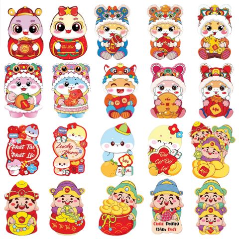 Bao Lì Xì Chipi, Bộ Lì Xì Tết Hoạt Hình Phong Cách Chipi Siêu Dễ Thương Chất Liệu Phản Quang Cao Cấp