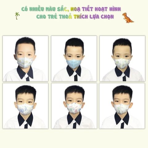 Khẩu Trang 5D Mask Kids Cho Trẻ Em - Vải Không Dệt 3 Lớp Lọc Bụi Mịn, Kháng Khuẩn, Ngừa Tia Uv.