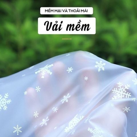 Áo Mưa Trong Suốt Tiện Lợi Cho Mẹ Và Bé, Áo Mưa Cánh Dơi Họa Tiết Bông Tuyết Siêu Đẹp