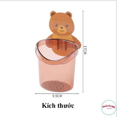Cốc Đựng Bàn Chải, Kem Đánh Răng Hình Gấu Dễ Thương Gắn Tường Cao Cấp