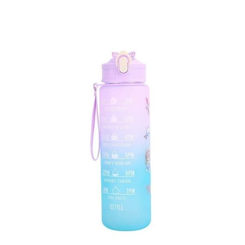 Bình Nước 900ML Hottrend Có Vạch Nhắc Nhở Uống Nước Tặng Kèm Ống Hút, Quai Sách và Sticker Dán.