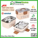 Hộp Đựng Cơm 2 Tầng Hokori Lòng Inox Không Gỉ Nhựa Viêt Nhật Cao Cấp.