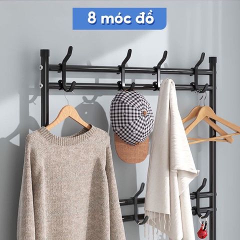 Kệ Để Giày Đa Năng, Kệ Giày Dép 4 Tầng Kết Hợp 8 Móc Treo Đồ Treo Nón Bảo Hiểm Tiện Dụng