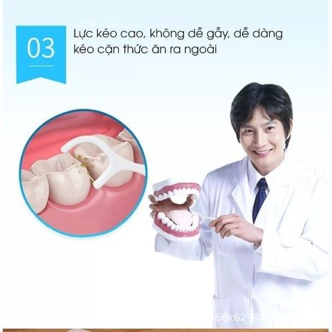 Hộp 50 Que Tăm Chỉ Nha Khoa Loại Tốt Dùng 1 Lần - Sợi Chỉ Mảnh Hỗ Trợ Tối ưu Cho Răng