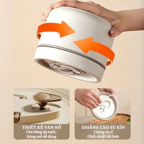 Set Hộp Cơm Giữ Nhiệt Văn Phòng Nhiều Tầng - Lòng Inox 304 Cao Cấp Kèm Túi Đựng Giữ Nhiệt.