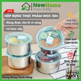 Hộp Tròn Inox 304 Có Nắp Đựng Thực Phẩm Tủ Lạnh An Toàn Sức Khoẻ Dùng được Cho Lò Vi Sóng