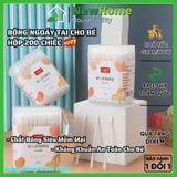 Bông Ngoáy Tai Cho Bé Hộp 200 Chiếc Chất Bông Siêu Mềm Mại 2 Đầu Cao Cấp Kháng Khuẩn An Toàn Cho Bé