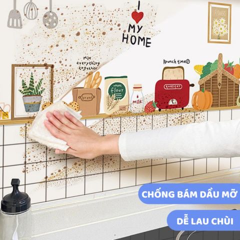 Decal Dán Tường Nhà Bếp Tráng Nhôm - Chịu Nhiệt Dễ Dàng Vệ Sinh Lau Chùi Có Keo Sẵn.
