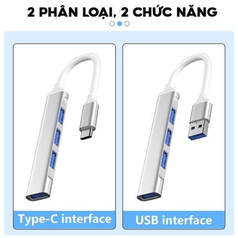 Bộ Chia Cổng Type-C ra 4 Cổng USB - A Hợp Kim Nhôm Tốc Độ Cao Cho Laptop và Điện Thoại