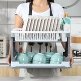 Giá Để Chén Đĩa 2 Tầng, Kệ Để Bát Có Khay Ráo Nước Tiện Lợi Nhựa Cao Cấp.