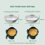 Set 10 Khay Giấy Bạc Lót Nồi Chiên Không Dầu, Lò Nướng - Đựng Thức Ăn, Thực Phẩm Tiện Lợi.