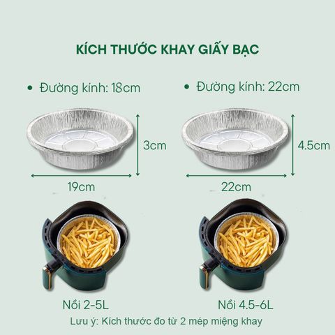 Set 10 Khay Giấy Bạc Lót Nồi Chiên Không Dầu, Lò Nướng - Đựng Thức Ăn, Thực Phẩm Tiện Lợi.