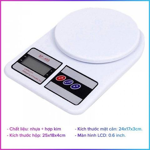 Cân Điện Tử SF - 400, Cân Tiểu Ly Mini 10kg Có Màn Hình LCD Dùng Cho Nhà Bếp.