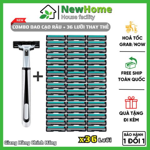 Combo Dao Cạo Râu Cho Nam Kèm 36 Lưỡi Dao Kép Thay Thế Siêu Bén - Siêu Tiết Kiệm.