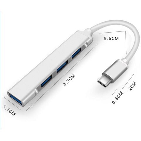 Bộ Chia Cổng Type-C ra 4 Cổng USB - A Hợp Kim Nhôm Tốc Độ Cao Cho Laptop và Điện Thoại