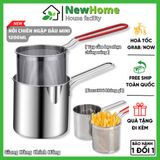 Nồi Chiên Ngập Dầu Mini Kèm Rổ Chiên Lọc Dầu Inox 2in1 Chống Rỉ - Nấu Được Bếp Từ 1200ml.