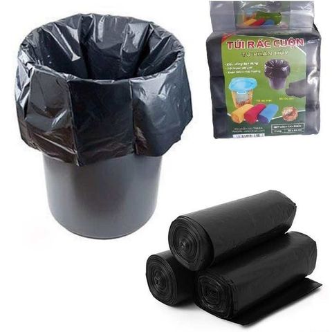 Combo 3 Cuộn Túi Rác Tự Phân Hủy - Bao Rác Đen Size Lớn