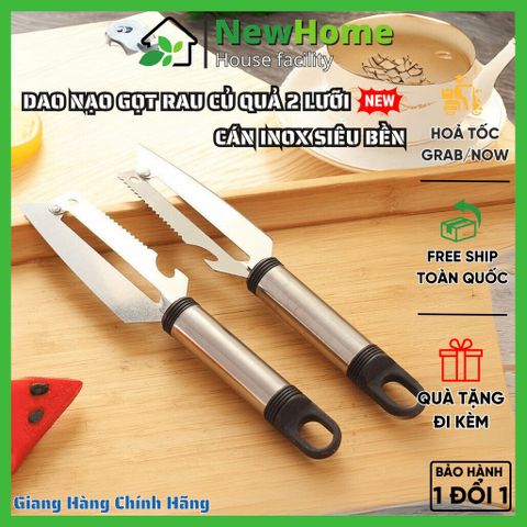 Dao Nạo Inox Gọt Rau Củ Quả 2 Lưỡi, Cán Cầm Inox Chắc Tay An Toàn Tiện Lợi [New Home]