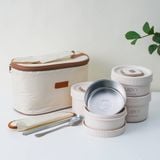Set Hộp Cơm Giữ Nhiệt Văn Phòng Nhiều Tầng - Lòng Inox 304 Cao Cấp Kèm Túi Đựng Giữ Nhiệt.