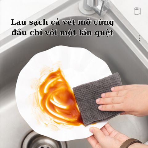Cuộn Khăn Lau Bếp Than Đen Siêu Thấm Hút Lau Sạch Vết Dầu Mỡ Cứng Đầu Nhất - Có Thể Tái Sử Dụng