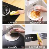 Miếng Rửa Chén 2 Mặt Đa Năng Nhám và Xốp Hình Tròn Rửa Chén - Cọ Xoong Nồi Nhanh Chóng Tiện Lợi.