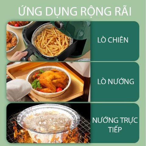 Set 10 Khay Giấy Bạc Lót Nồi Chiên Không Dầu, Lò Nướng - Đựng Thức Ăn, Thực Phẩm Tiện Lợi.