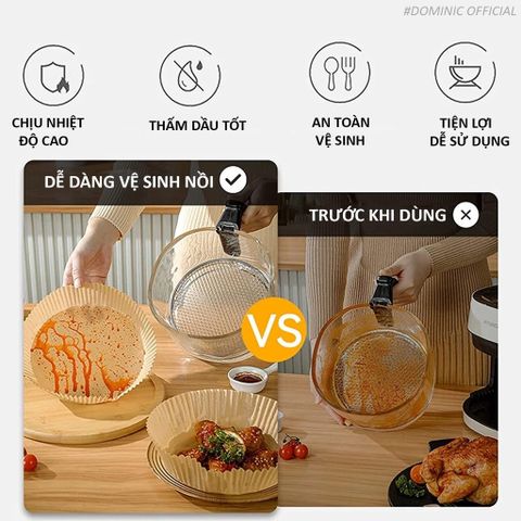 Giấy Nến Lót Nồi Chiên Không Dầu Chịu Nhiệt Cao Nướng Thực Phẩm Nướng Bánh Thấm Dầu.