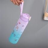 Bình Nước 900ML Hottrend Có Vạch Nhắc Nhở Uống Nước Tặng Kèm Ống Hút, Quai Sách và Sticker Dán.