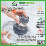 Dụng Cụ Cọ Rửa Xoong Nồi, Rửa Bát Đĩa Có Tay Cầm Kèm Bình Chứa Xà Phòng Tiện Lợi
