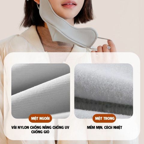 Khẩu Trang Vải Chống Nắng UPF 50+ Có Lót Nhung Giữ Ấm Hàng Chính Hãng Nội Địa Trung Cao Cấp.