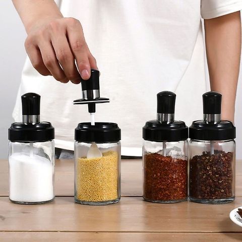 Lọ Đựng Gia Vị Thuỷ Tinh Kèm Thìa, Hũ Dựng Gia Vị Chịu Nhiệt Tiệt Trùng Cao Cấp Đảm Bảo An Toàn VSTP